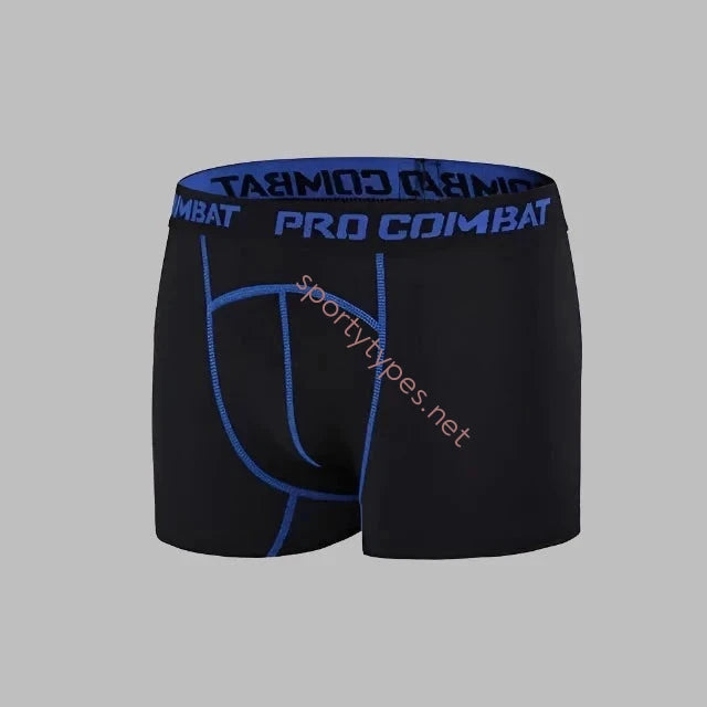 Black/Neon Blue Men's Fitness Elastic Shorts