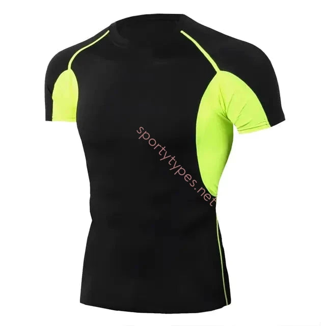 Black and Neon Green Men's Quick-Dry Running T-shirt