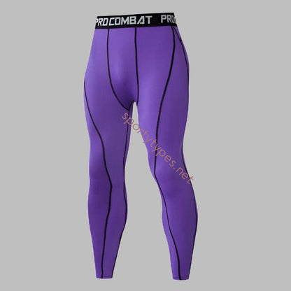 Purple Men's Running Compression Leggings