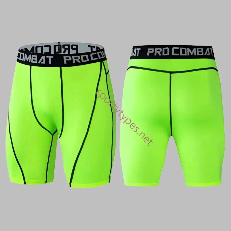 Fluro Green Men's Compression Shorts