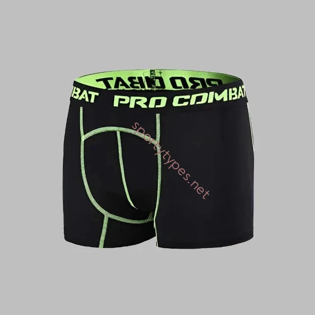 Black/Neon Green Men's Fitness Elastic Shorts