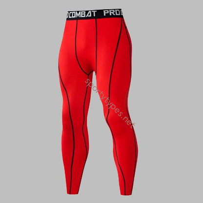 Red Men's Running Compression Leggings