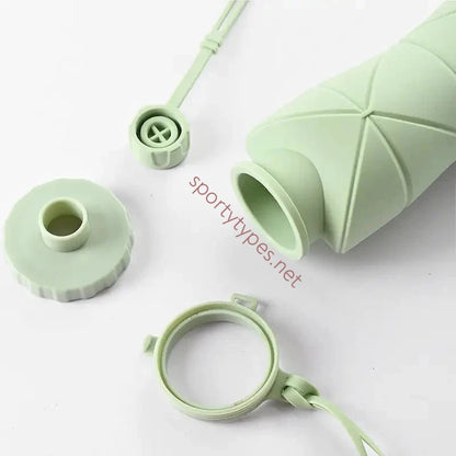 Green Folding Silicone Water Bottle Sports