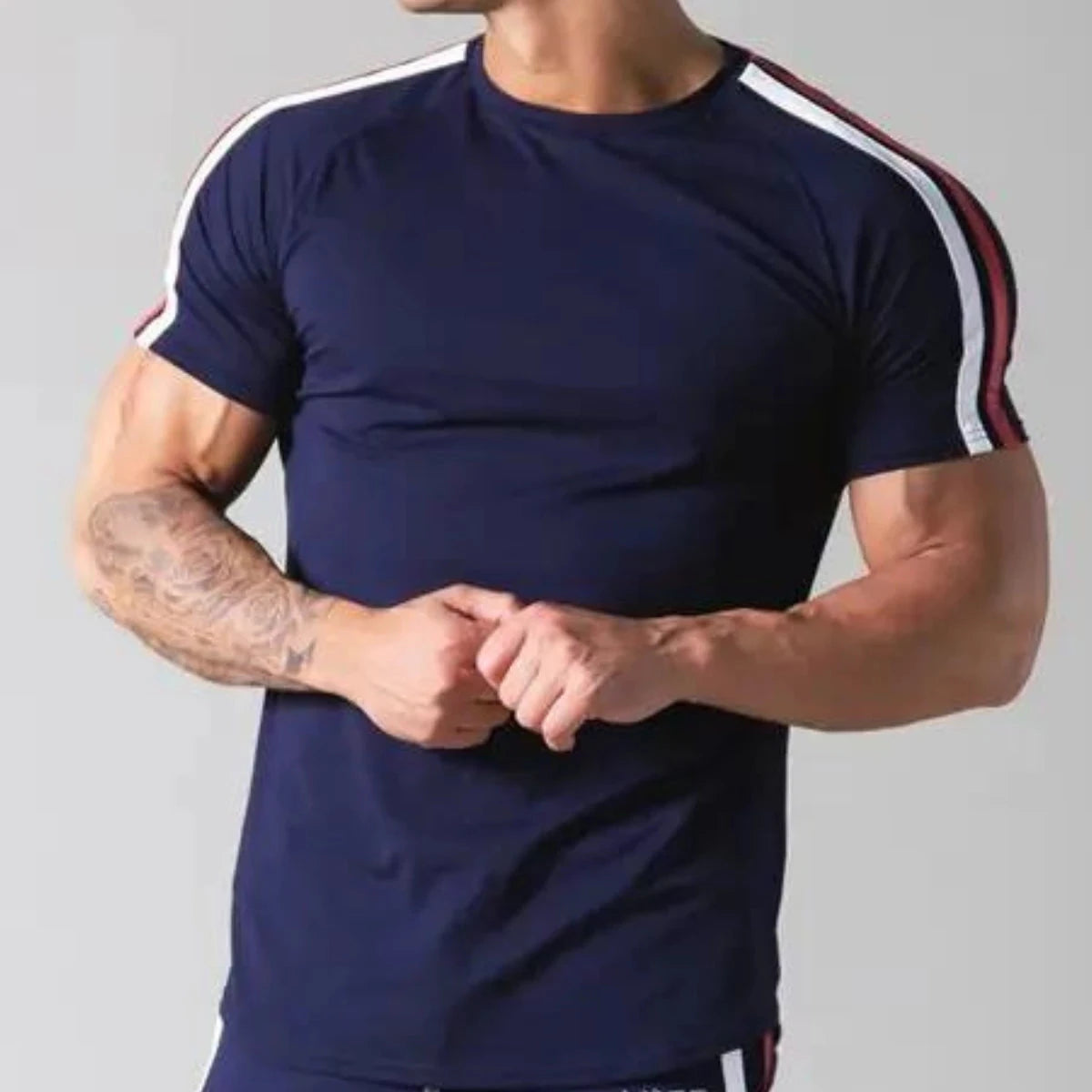 Navy Men's Bodybuilding Cotton T-shirt