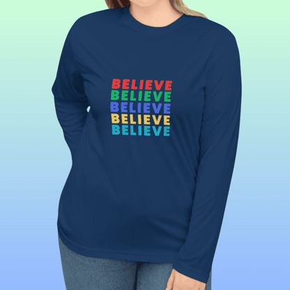 Women's Navy Believe Performance Long Sleeve Shirt