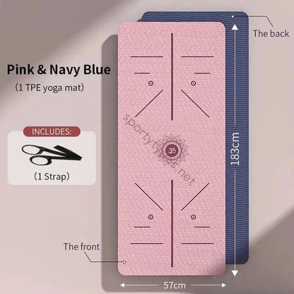 Pink and Navy Yoga Mat Non Slip