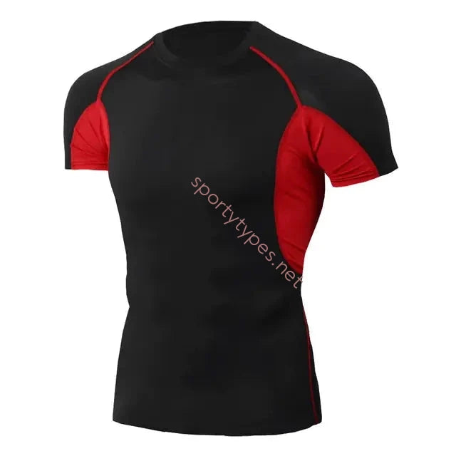 Black and Red Men's Quick-Dry Running T-shirt