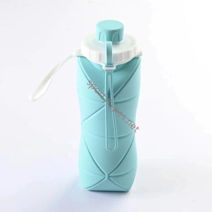 Blue Folding Silicone Water Bottle Sports