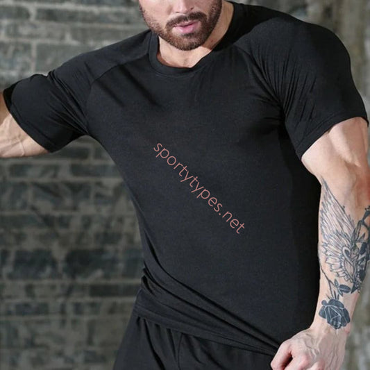 Black Men's Compression Workout Tee