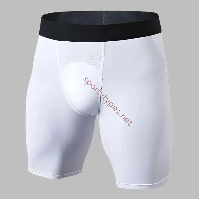 White Men's Running Compression Shorts