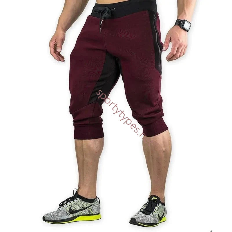 Burgundy Men's Cropped Joggers