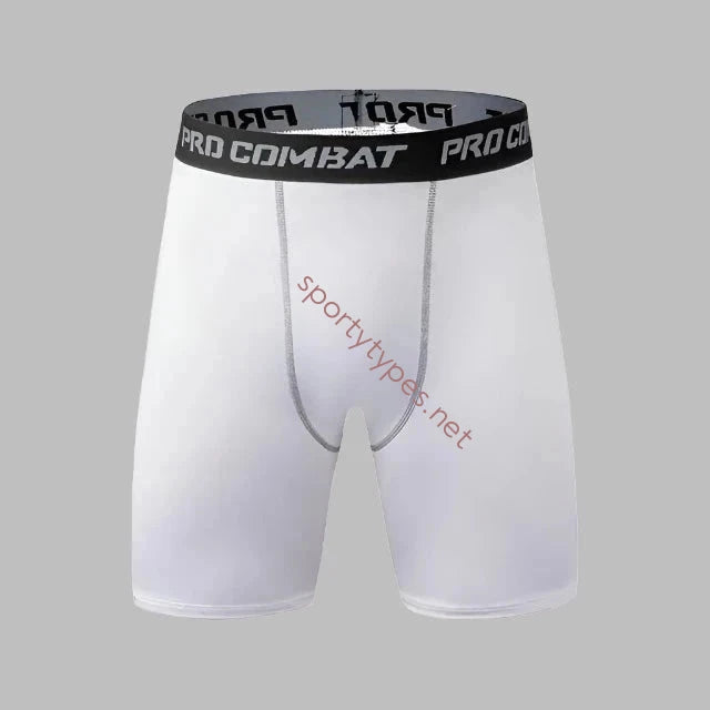 White Men's Fitness Elastic Shorts