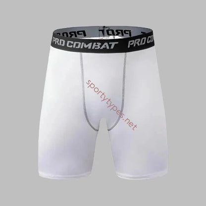 White Men's Fitness Elastic Shorts